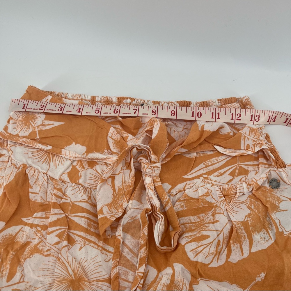 Roxy High-waist Orange & White Floral Wide Leg Flowy Hawaiian Pants Size Large - Picture 10 of 12